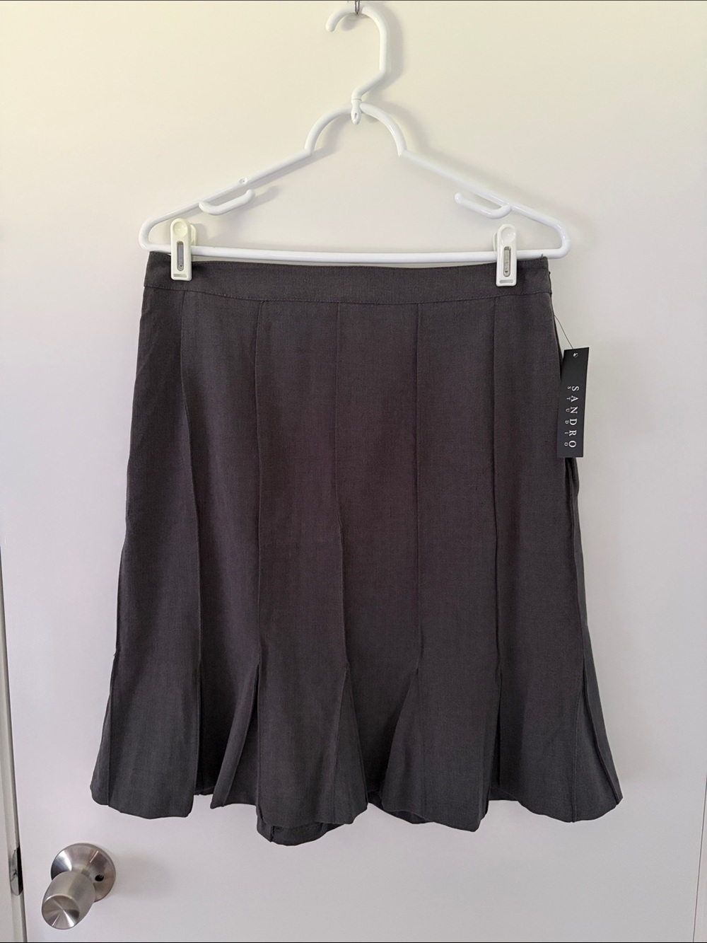 Sandro Dark Gray A-Line Skirt with Flared Panels